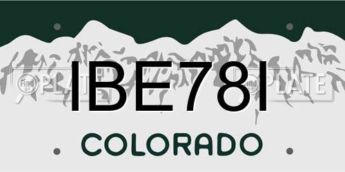 IBE78I Colorado License Plate