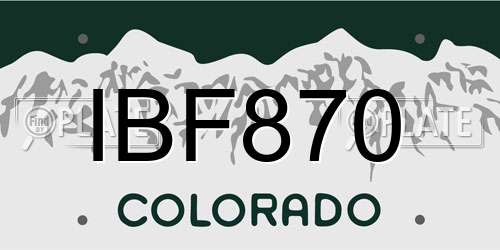 IBF870 Colorado License Plate
