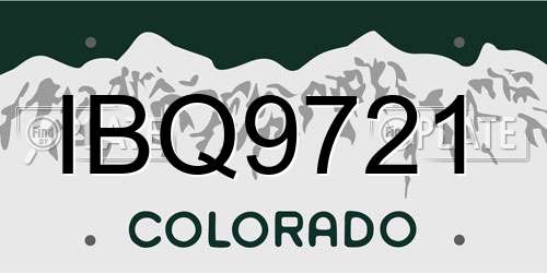IBQ9721 Colorado License Plate