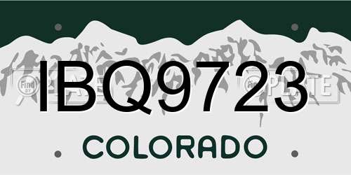 IBQ9723 Colorado License Plate