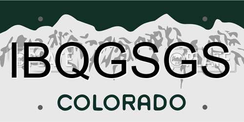 IBQGSGS Colorado License Plate