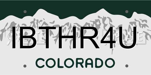 IBTHR4U Colorado License Plate