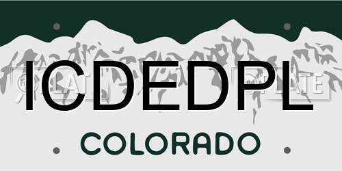 ICDEDPL Colorado License Plate