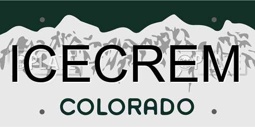 ICECREM Colorado License Plate