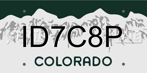 ID7C8P Colorado License Plate