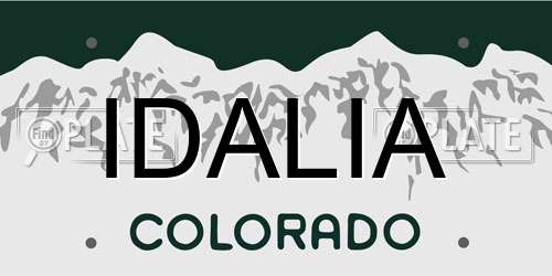 IDALIA Colorado License Plate