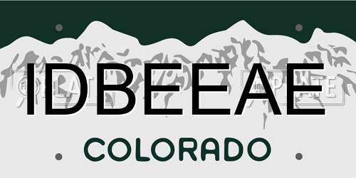 IDBEEAE Colorado License Plate