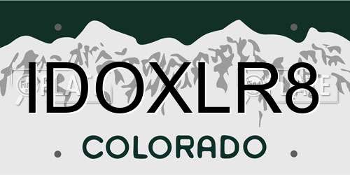 IDOXLR8 Colorado License Plate