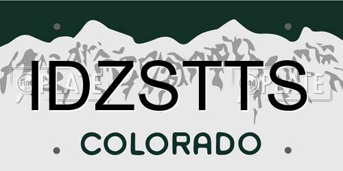 IDZSTTS Colorado License Plate