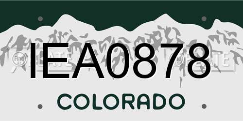 IEA0878 Colorado License Plate