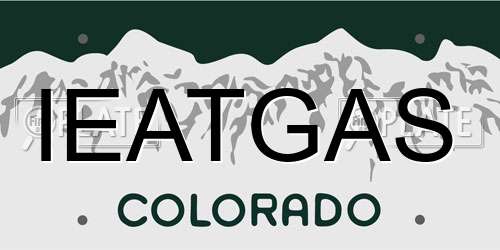 IEATGAS Colorado License Plate