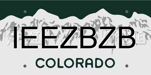 IEEZBZB Colorado License Plate