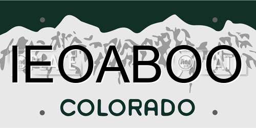 IEOABOO Colorado License Plate