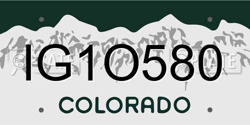 IG1O580 Colorado License Plate