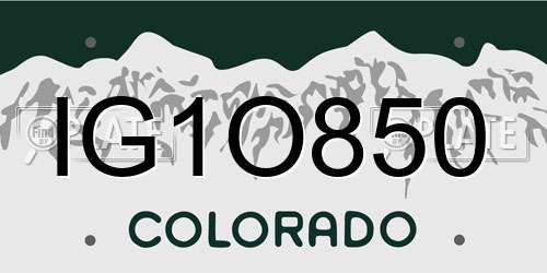 IG1O850 Colorado License Plate