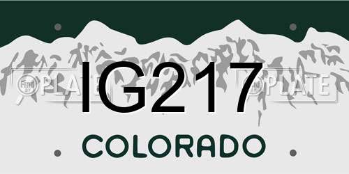 IG217 Colorado License Plate