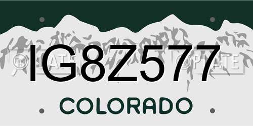 IG8Z577 Colorado License Plate