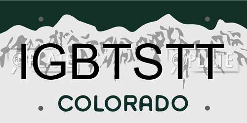 IGBTSTT Colorado License Plate