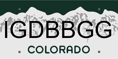 IGDBBGG Colorado License Plate