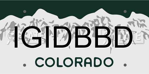 IGIDBBD Colorado License Plate