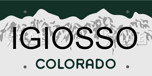 IGIOSSO Colorado License Plate