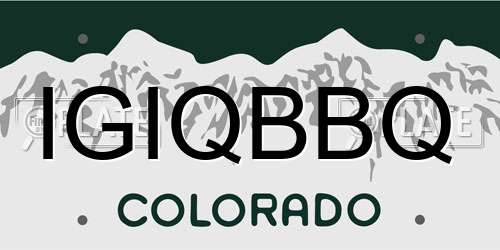 IGIQBBQ Colorado License Plate