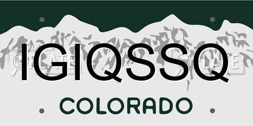 IGIQSSQ Colorado License Plate