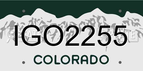IGO2255 Colorado License Plate