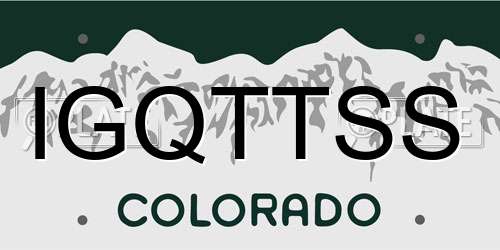 IGQTTSS Colorado License Plate