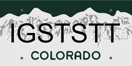IGSTSTT Colorado License Plate