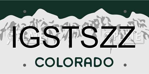 IGSTSZZ Colorado License Plate