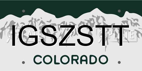 IGSZSTT Colorado License Plate