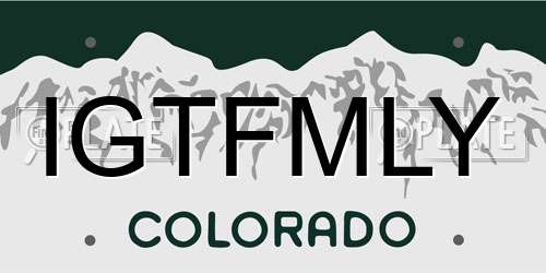 IGTFMLY Colorado License Plate