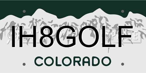 IH8GOLF Colorado License Plate