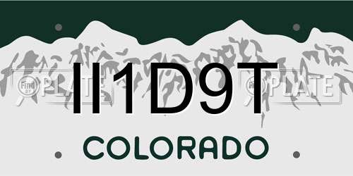 II1D9T Colorado License Plate