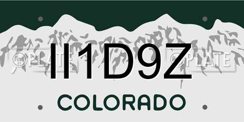 II1D9Z Colorado License Plate