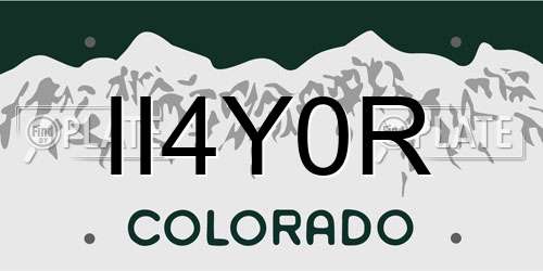 II4Y0R Colorado License Plate