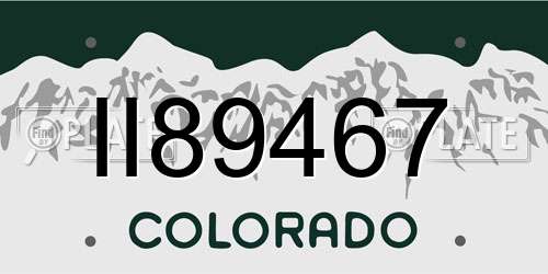 II89467 Colorado License Plate