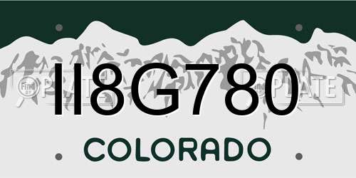II8G780 Colorado License Plate