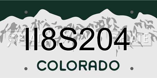 II8S204 Colorado License Plate