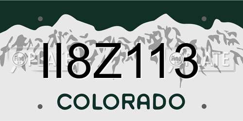 II8Z113 Colorado License Plate