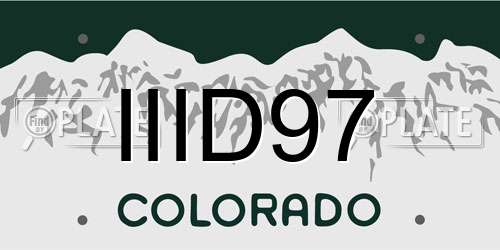 IIID97 Colorado License Plate