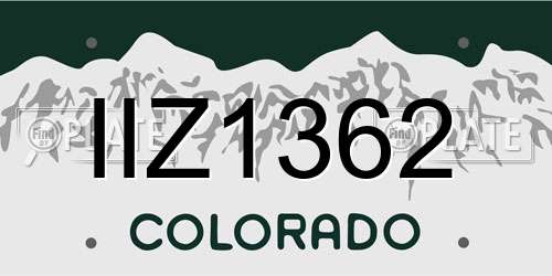IIZ1362 Colorado License Plate