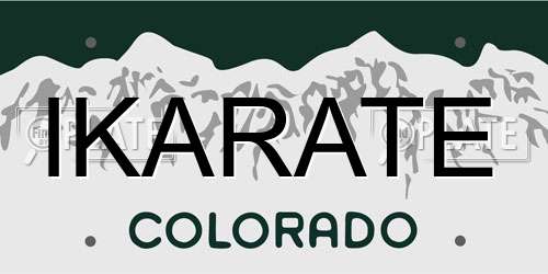 IKARATE Colorado License Plate