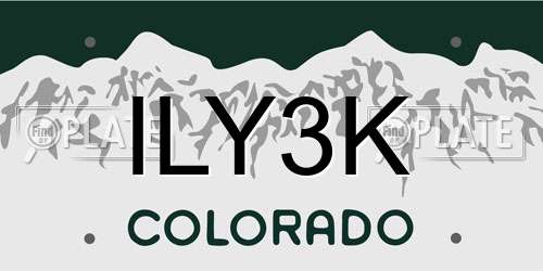 ILY3K Colorado License Plate