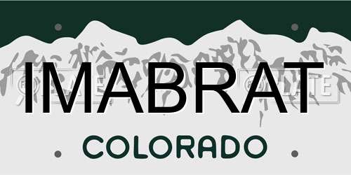 IMABRAT Colorado License Plate