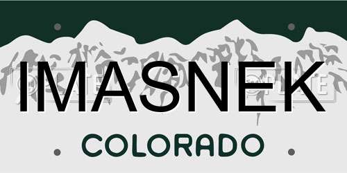 IMASNEK Colorado License Plate