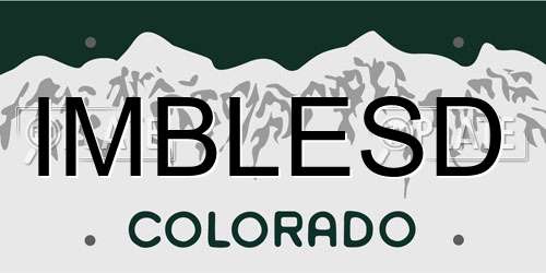 IMBLESD Colorado License Plate