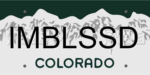 IMBLSSD Colorado License Plate