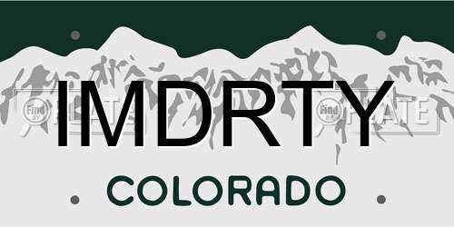 IMDRTY Colorado License Plate